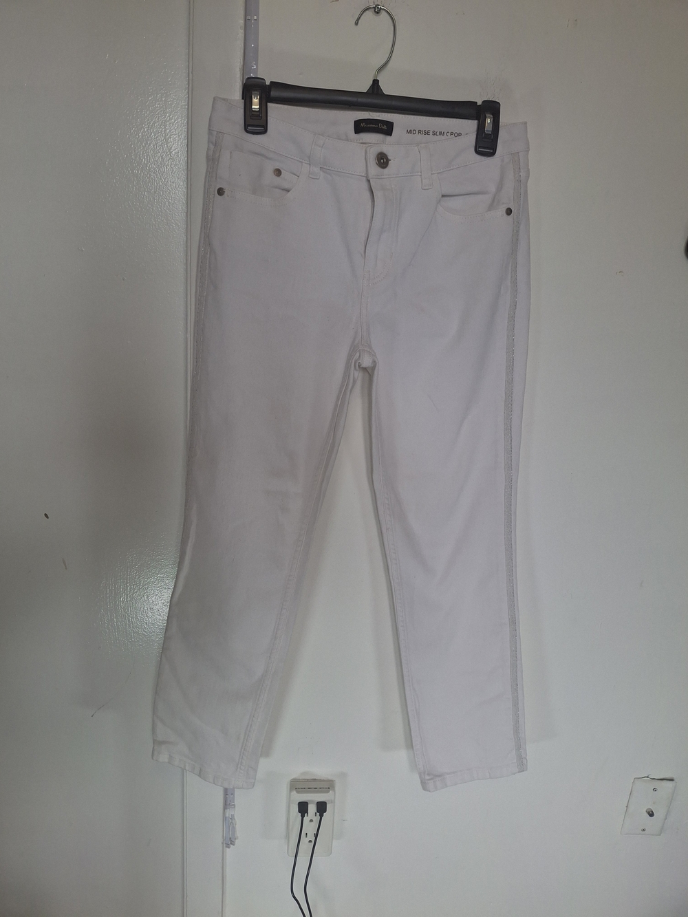 Women's White Cropped Mid-Rise Jeans
